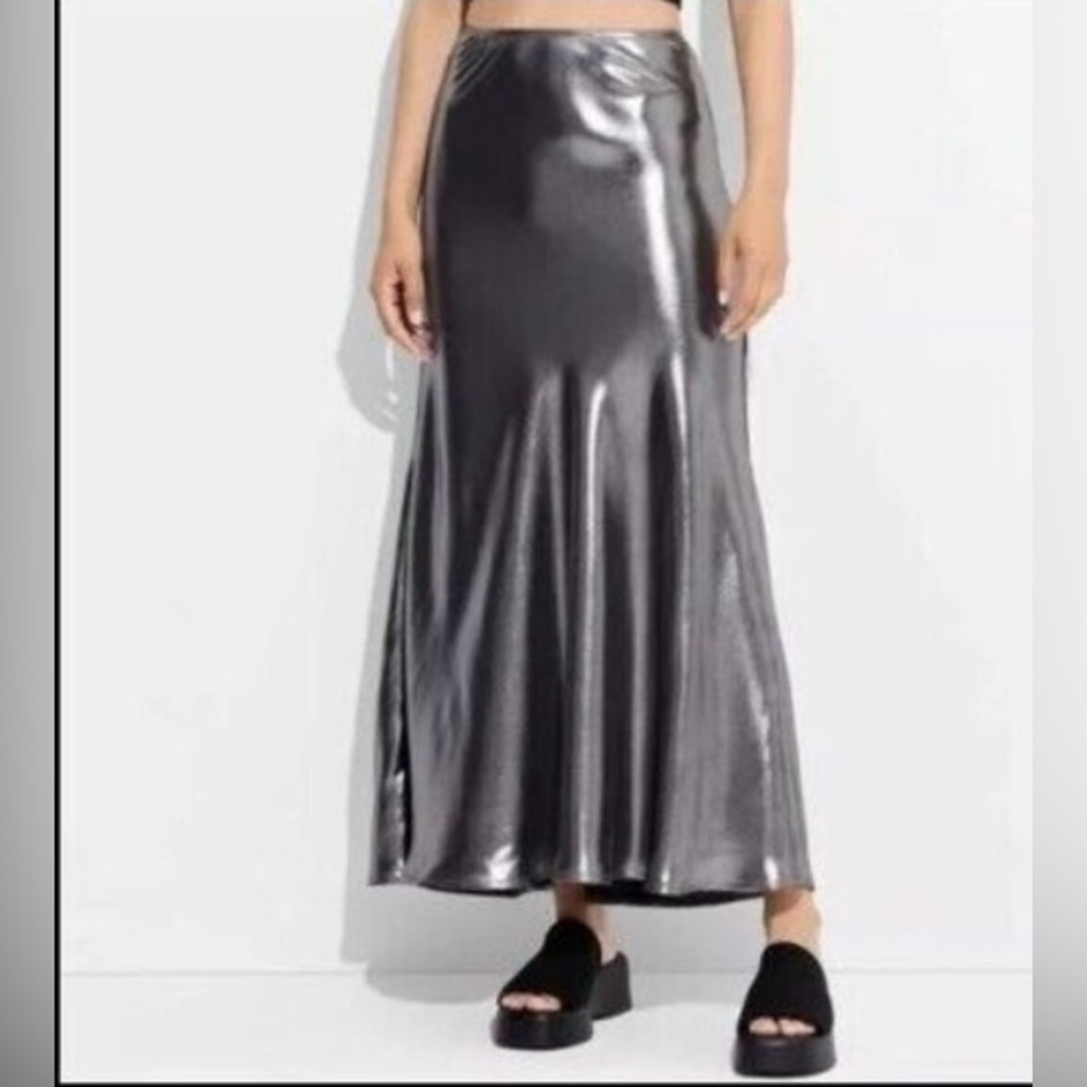 Wild Fable Skirts Dark Metallic Gray Trumpet Maxi Skirt Wild Fable Silver Size S